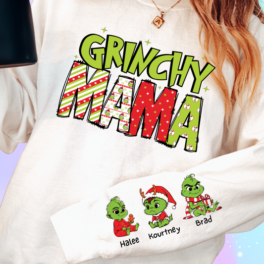 Grinch Mama & Her Little Grinches Holiday Sweatshirt 💚🎄