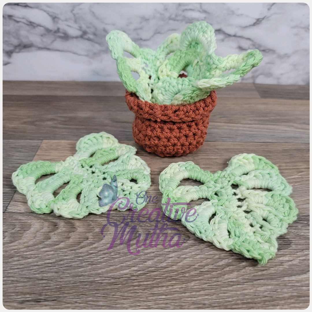 Monstera Leaves and Pot Coaster set